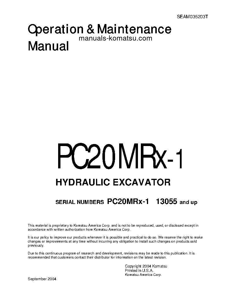PC20MRX-1(JPN) S/N 13055-UP Operation manual (English)