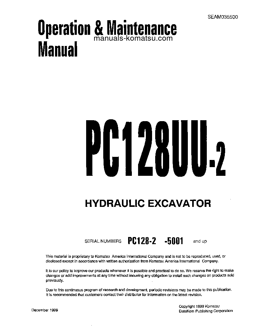 PC128UU-2(JPN) S/N 5001-5837 Operation manual (English)