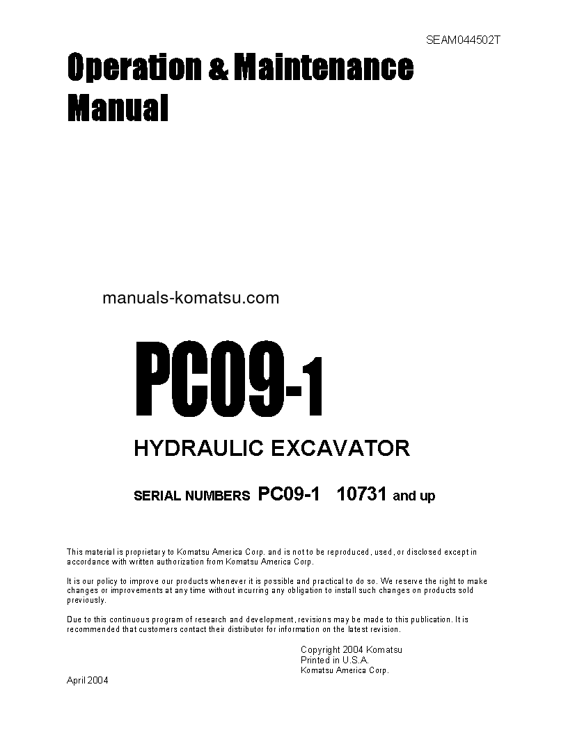 PC09-1(JPN) S/N 10731-12000 Operation manual (English)