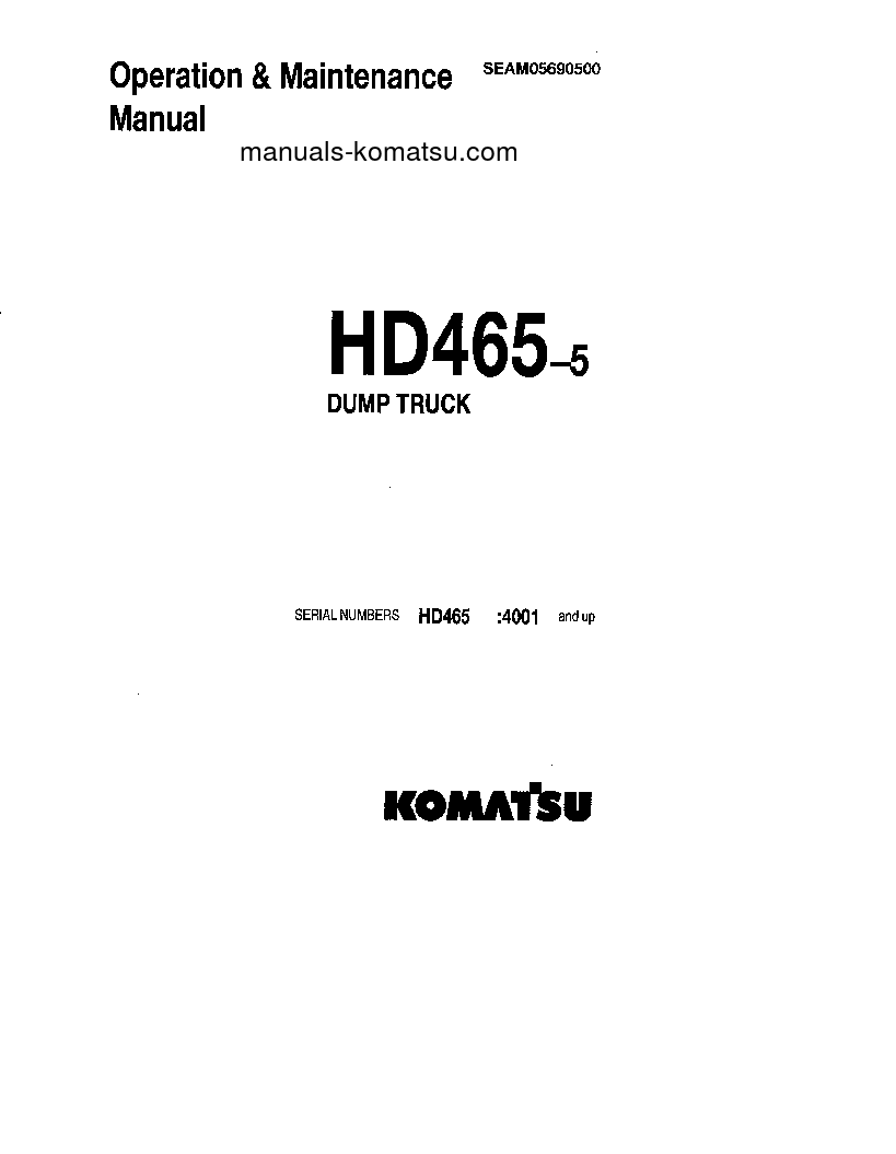 HD465-5(JPN) S/N 4001-4650 Operation manual (English)