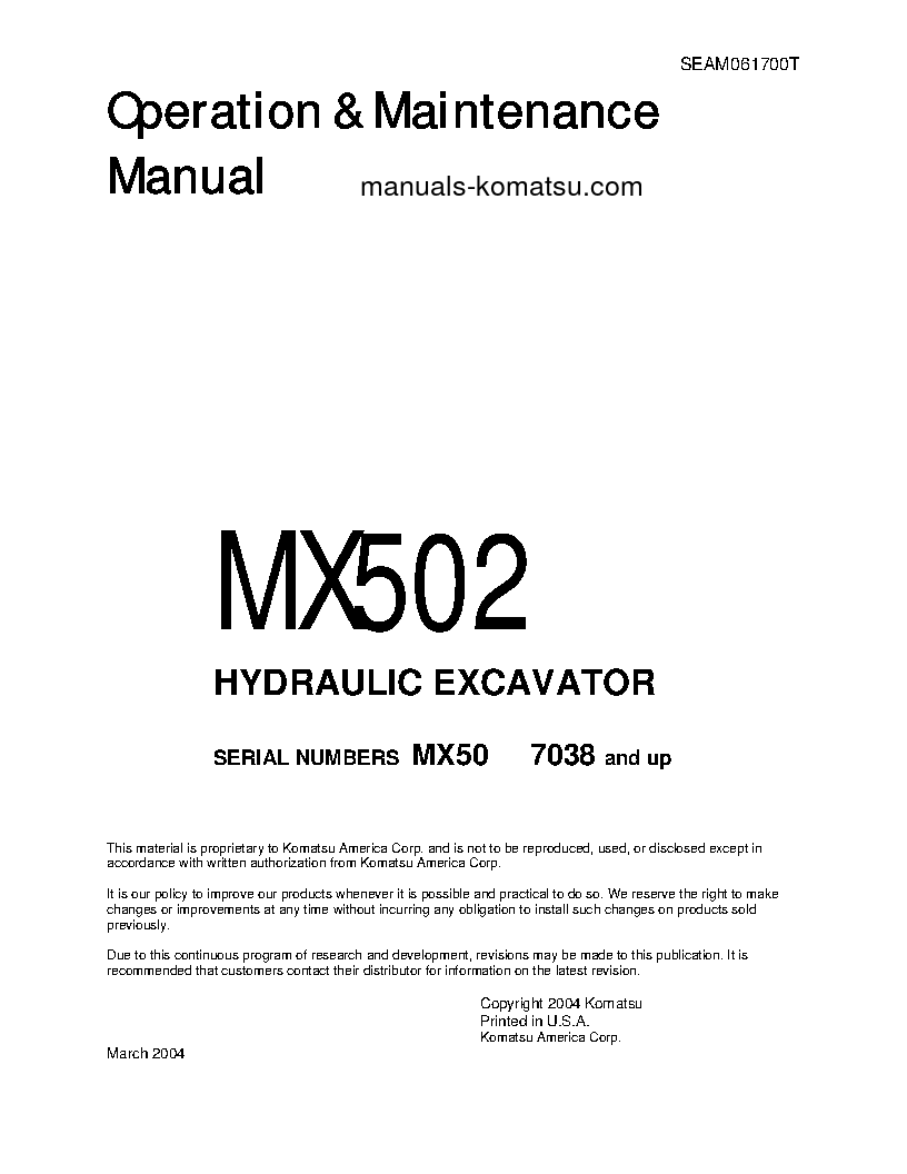 MX502(JPN) S/N 7038-UP Operation manual (English)