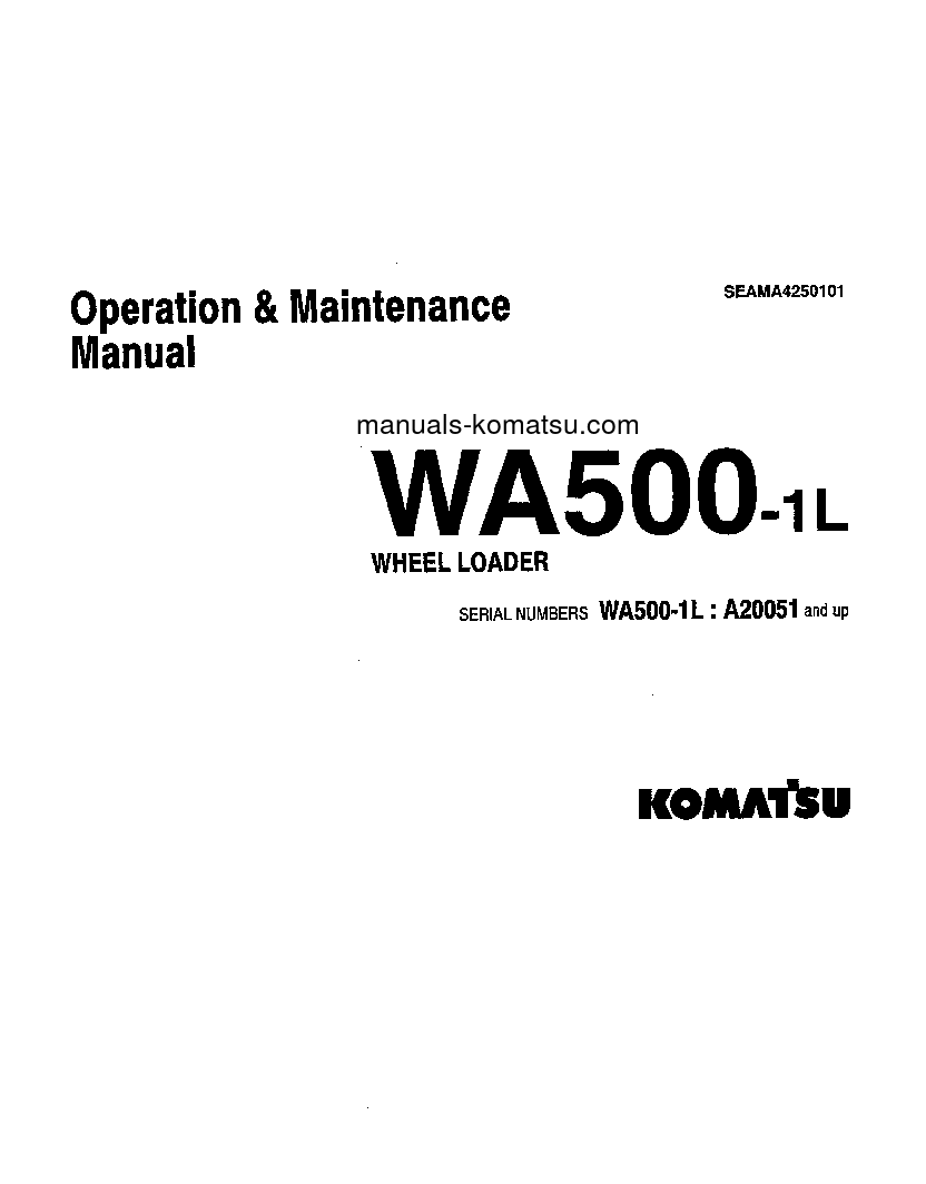 WA500-1(USA)-L S/N 20051-20130 Operation manual (English)