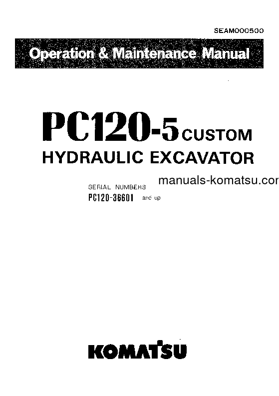 PC120-5(JPN)-CUSTOM S/N 36601-UP Operation manual (English)