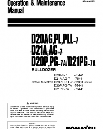 D20AG-7(JPN) S/N 76441-UP Operation manual (English)