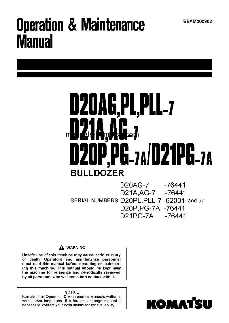 D20AG-7(JPN) S/N 76441-UP Operation manual (English)