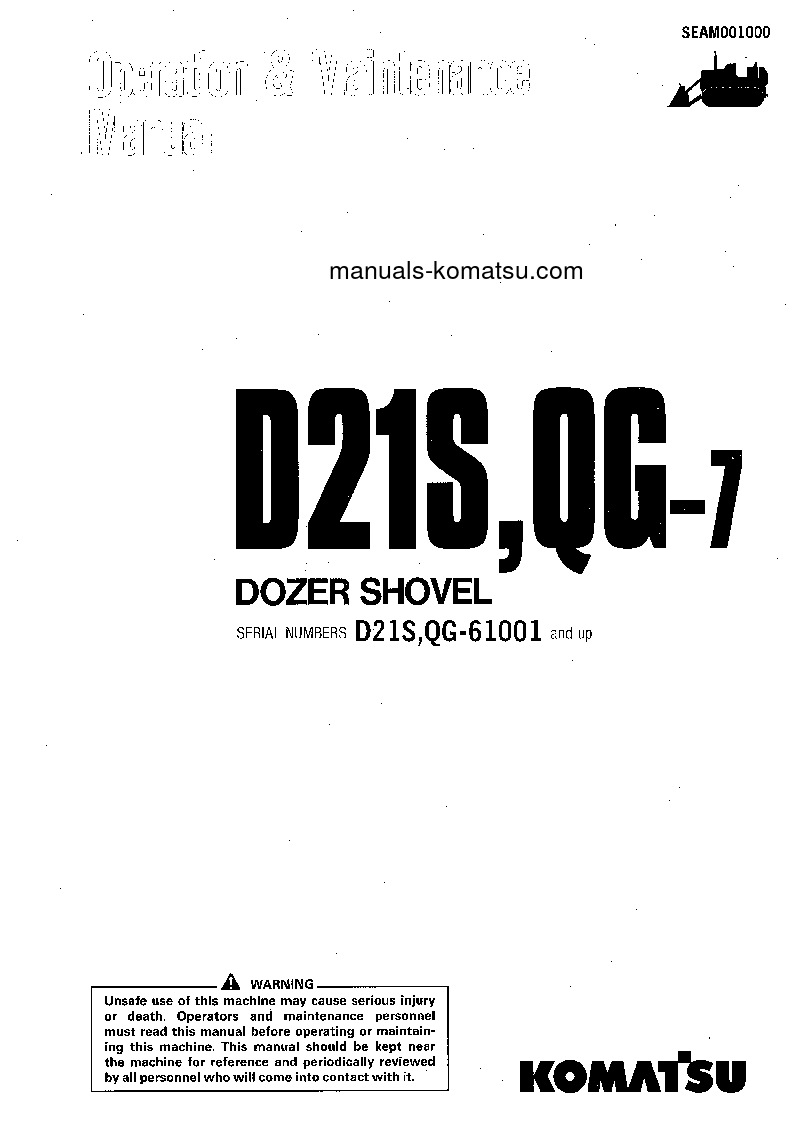 D21QG-7(JPN) S/N 61001-UP Operation manual (English)