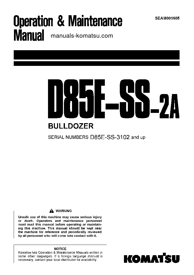 D85ESS-2(JPN)-A S/N 3102-3376 Operation manual (English)