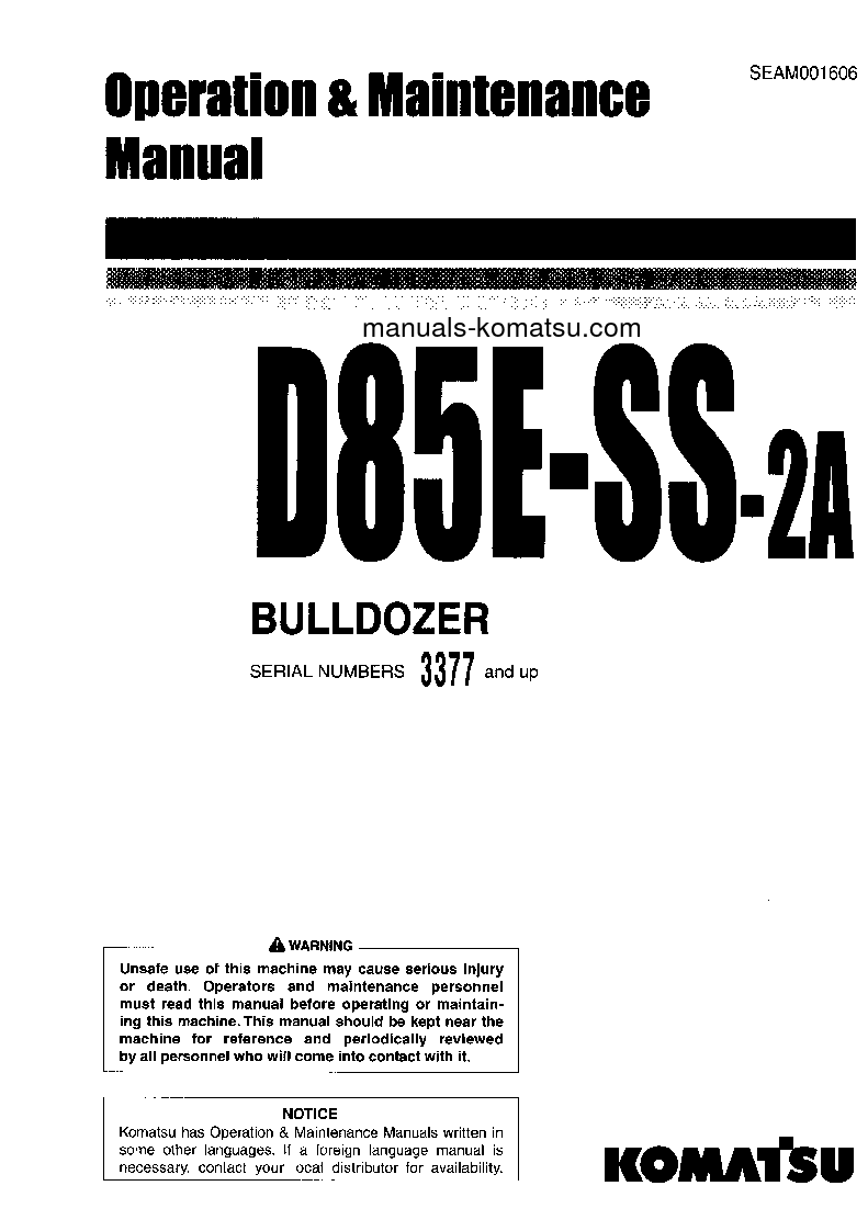 D85ESS-2(JPN)-A S/N 3377-4000 Operation manual (English)