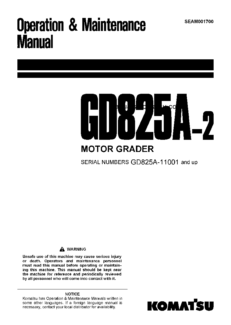 GD825A-2(JPN) S/N 11001-12050 Operation manual (English)