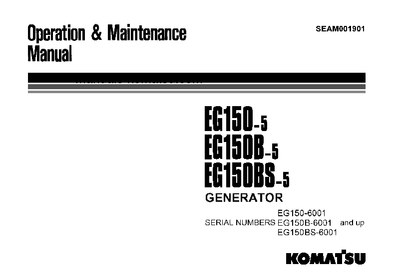 EG150BS-5(JPN) S/N 6001-UP Operation manual (English)