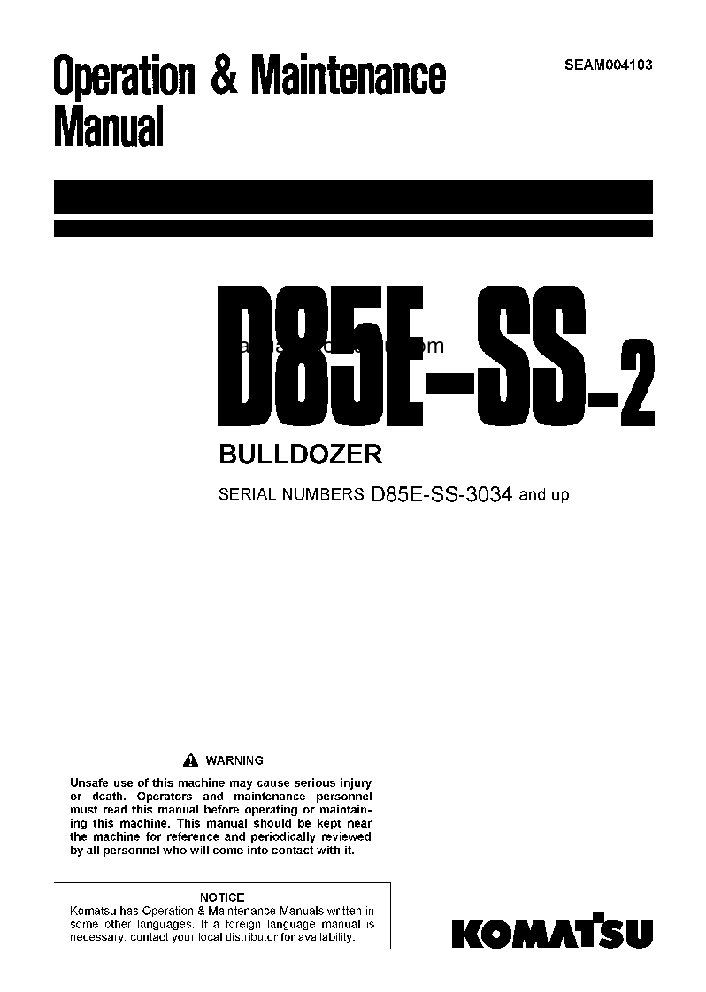 D85ESS-2(JPN) S/N 3034-UP Operation manual (English)