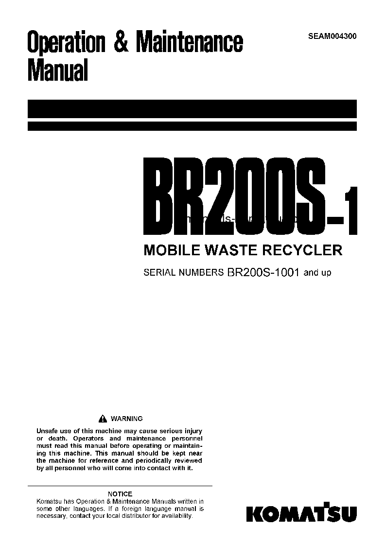 BR200S-1(JPN) S/N 1001-UP Operation manual (English)