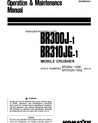 BR310JG-1(JPN) S/N 1002-UP Operation manual (English)
