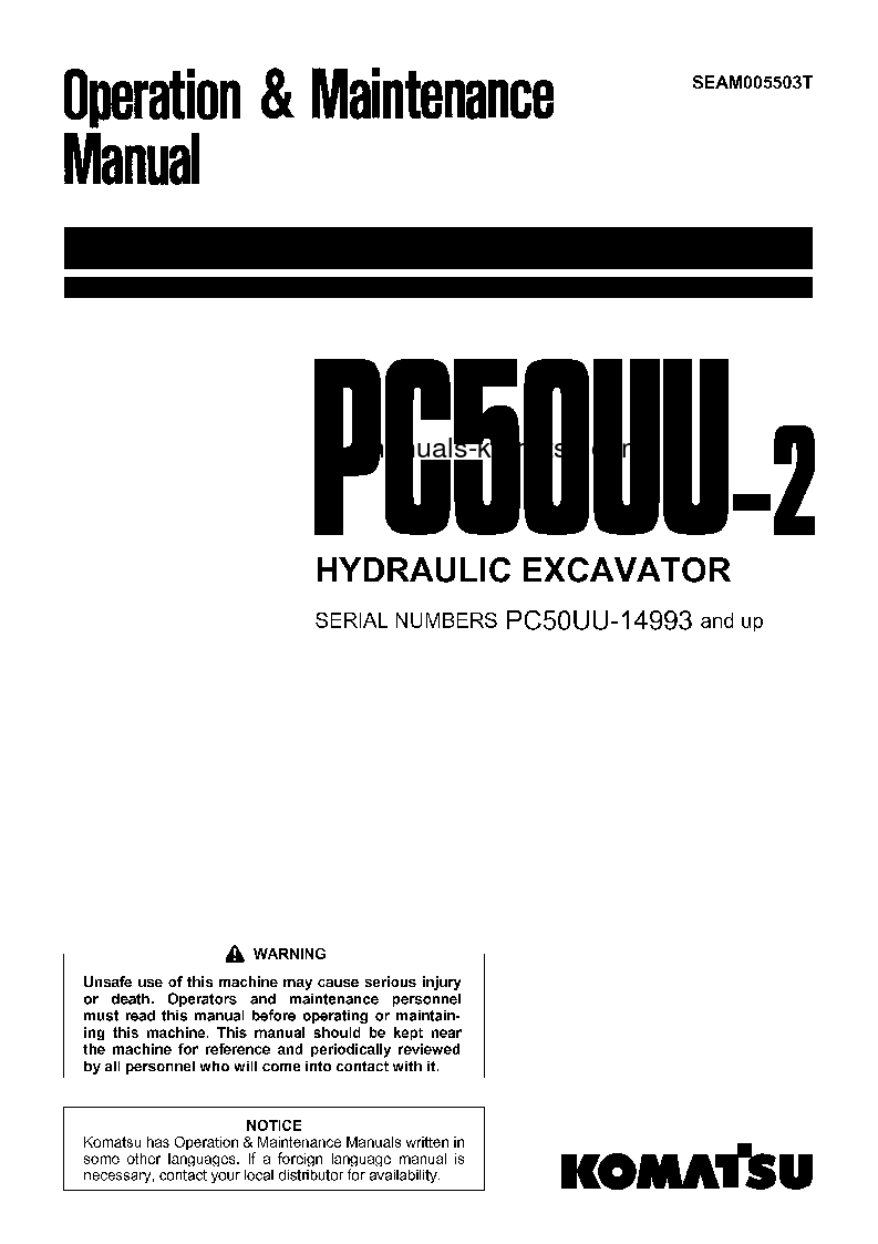 PC50UU-2(JPN) S/N 14993-UP Operation manual (English)