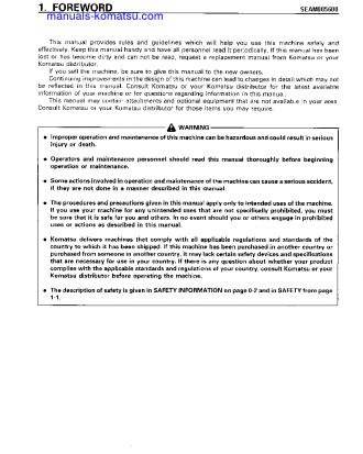 PC75UU-2(JPN) S/N 5001-UP Operation manual (English)