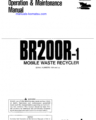 BR200R-1(JPN) S/N 1001-UP Operation manual (English)
