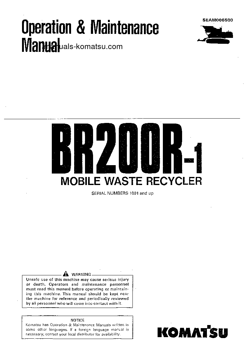 BR200R-1(JPN) S/N 1001-UP Operation manual (English)