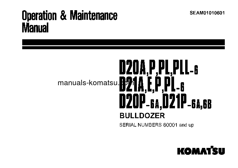 D20A-6(JPN) S/N 60001-UP Operation manual (English)