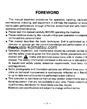 D20A-6(JPN) S/N 60001-UP Operation manual (English)