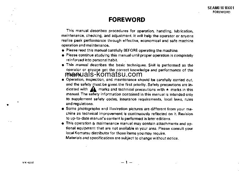 Protected: D20A-6(JPN) S/N 60001-UP Operation manual (English)