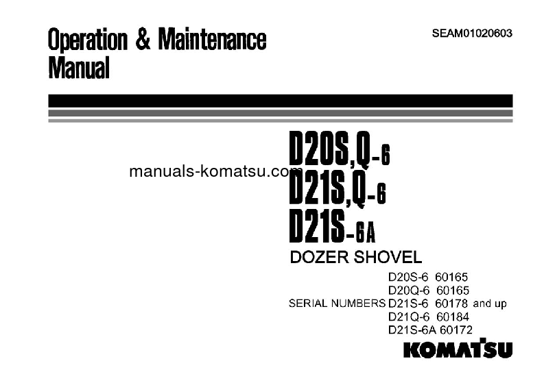 D20S-6(JPN) S/N 60165-UP Operation manual (English)