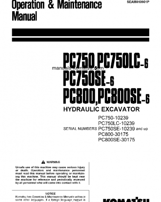 PC750LC-6(JPN) S/N 10239-UP Operation manual (English)