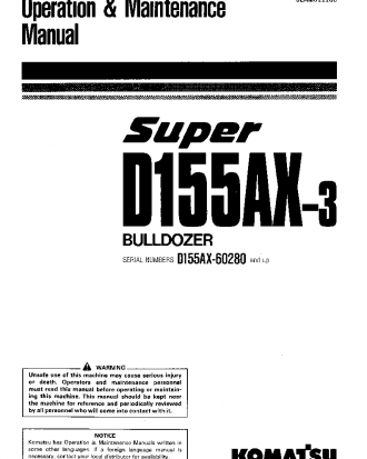 D155AX-3(JPN) S/N 60280-UP Operation manual (English)