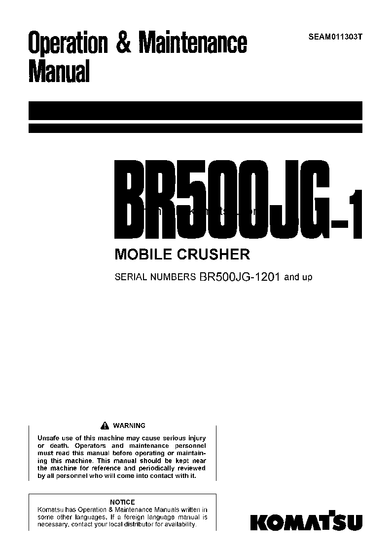 BR500JG-1(JPN) S/N 1201-UP Operation manual (English)