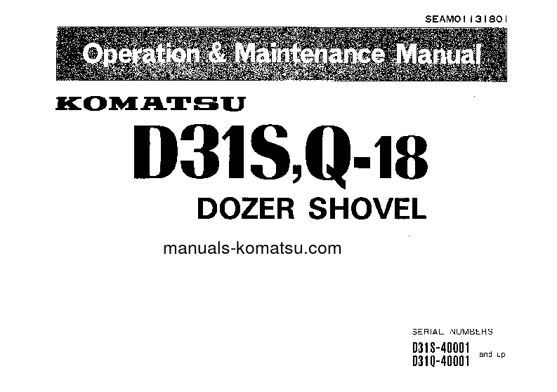 D31S-18(JPN) S/N 40001-UP Operation manual (English)