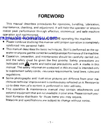 D57S-1(JPN) S/N 20001-UP Operation manual (English)