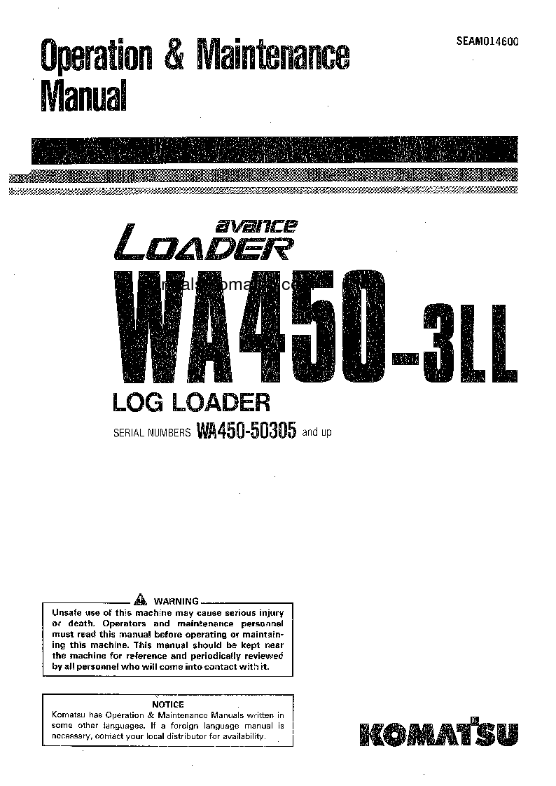 WA450-3(JPN)-LL S/N 50305-53000 Operation manual (English)