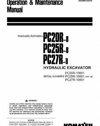 PC20R-8(JPN) S/N 10001-UP Operation manual (English)