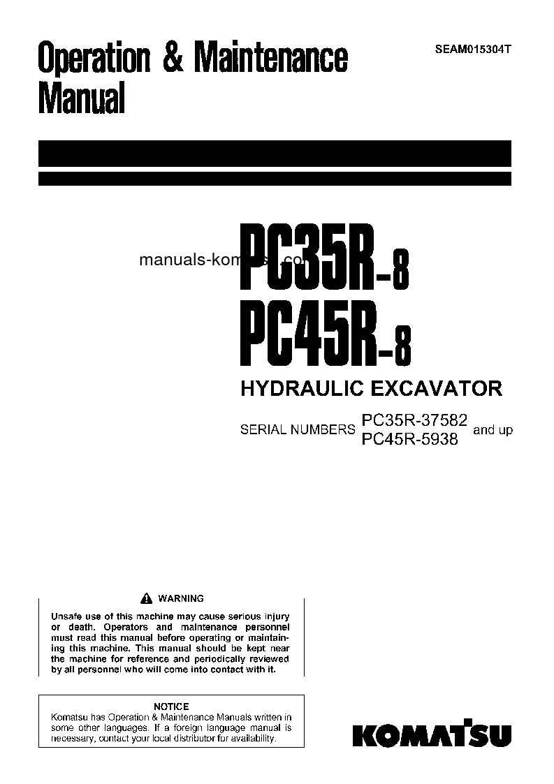 PC45R-8(JPN) S/N 5938-UP Operation manual (English)