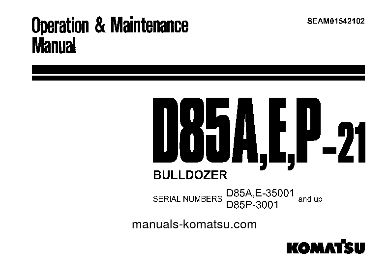D85A-21(JPN) S/N 35001-37306 Operation manual (English)
