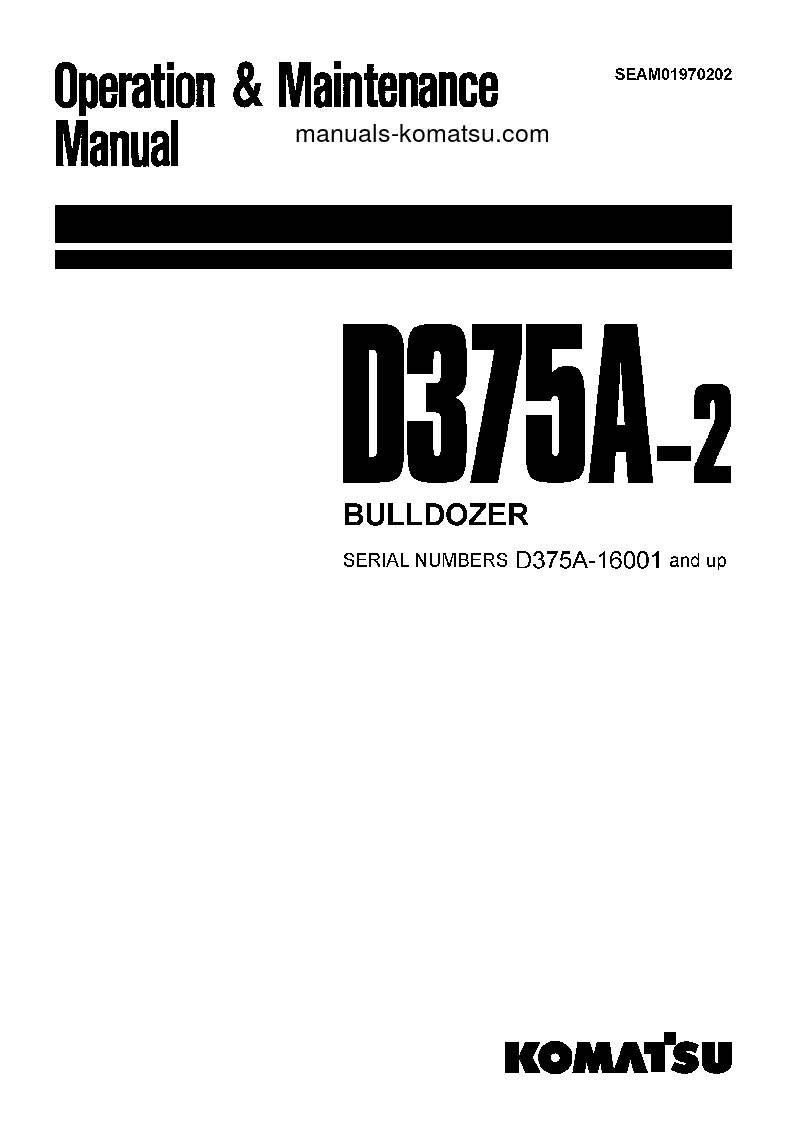 D375A-2(JPN) S/N 16001-16078 Operation manual (English)