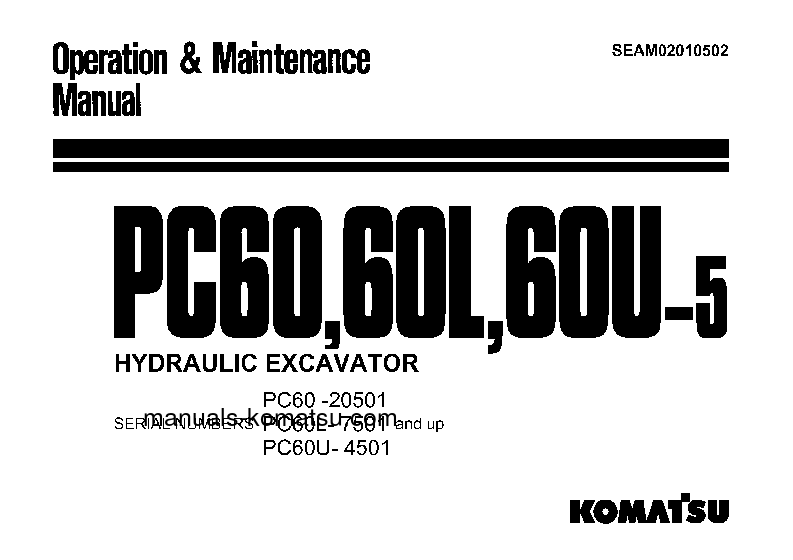 PC60U-5(JPN) S/N 4501-UP Operation manual (English)