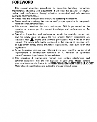 PC60L-6(JPN) S/N 8001-8075 Operation manual (English)