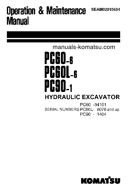 PC60-6(JPN) S/N 34101-UP Operation manual (English)