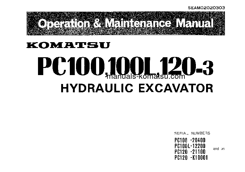 PC120-3(JPN) S/N 21100-UP Operation manual (English)