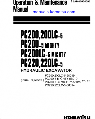 PC200-5(JPN)-MIGHTY S/N 58019-UP Operation manual (English)
