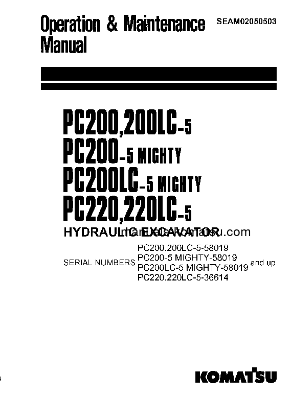 PC200LC-5(JPN)-MIGHTY S/N 58019-UP Operation manual (English)