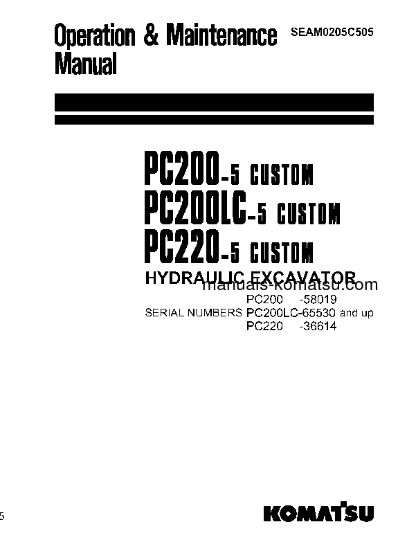 PC220-5(JPN)-CUSTOM S/N 36614-UP Operation manual (English)