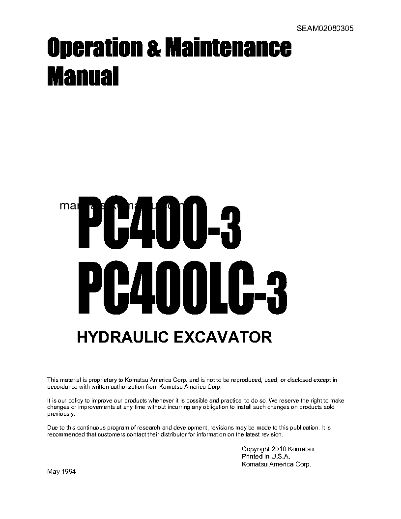 PC400-3(JPN) S/N 12272-UP Operation manual (English)