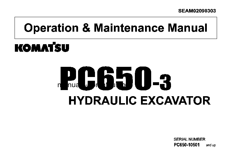PC650-3(JPN) S/N 10501-10660 Operation manual (English)