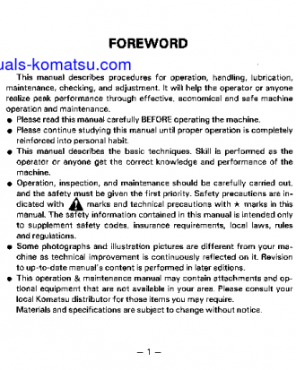 PC650-3(JPN) S/N 10661-UP Operation manual (English)