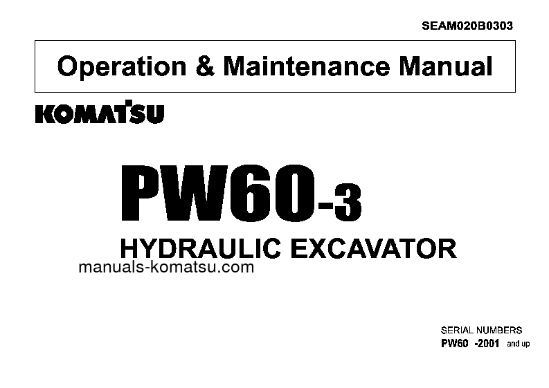 PW60-3(JPN) S/N 2001-UP Operation manual (English)