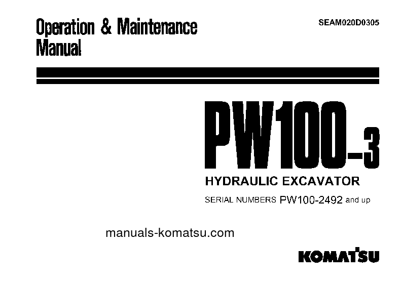 PW100-3(JPN) S/N 2492-UP Operation manual (English)