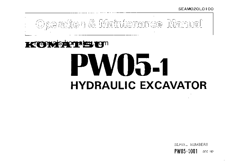 PW05-1(JPN) S/N 1001-UP Operation manual (English)