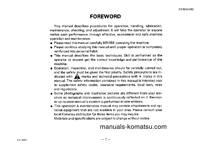 Protected: PC05-6(JPN) S/N 11301-11700 Operation manual (English)