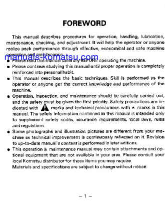 PC07-1(JPN) S/N 10001-UP Operation manual (English)